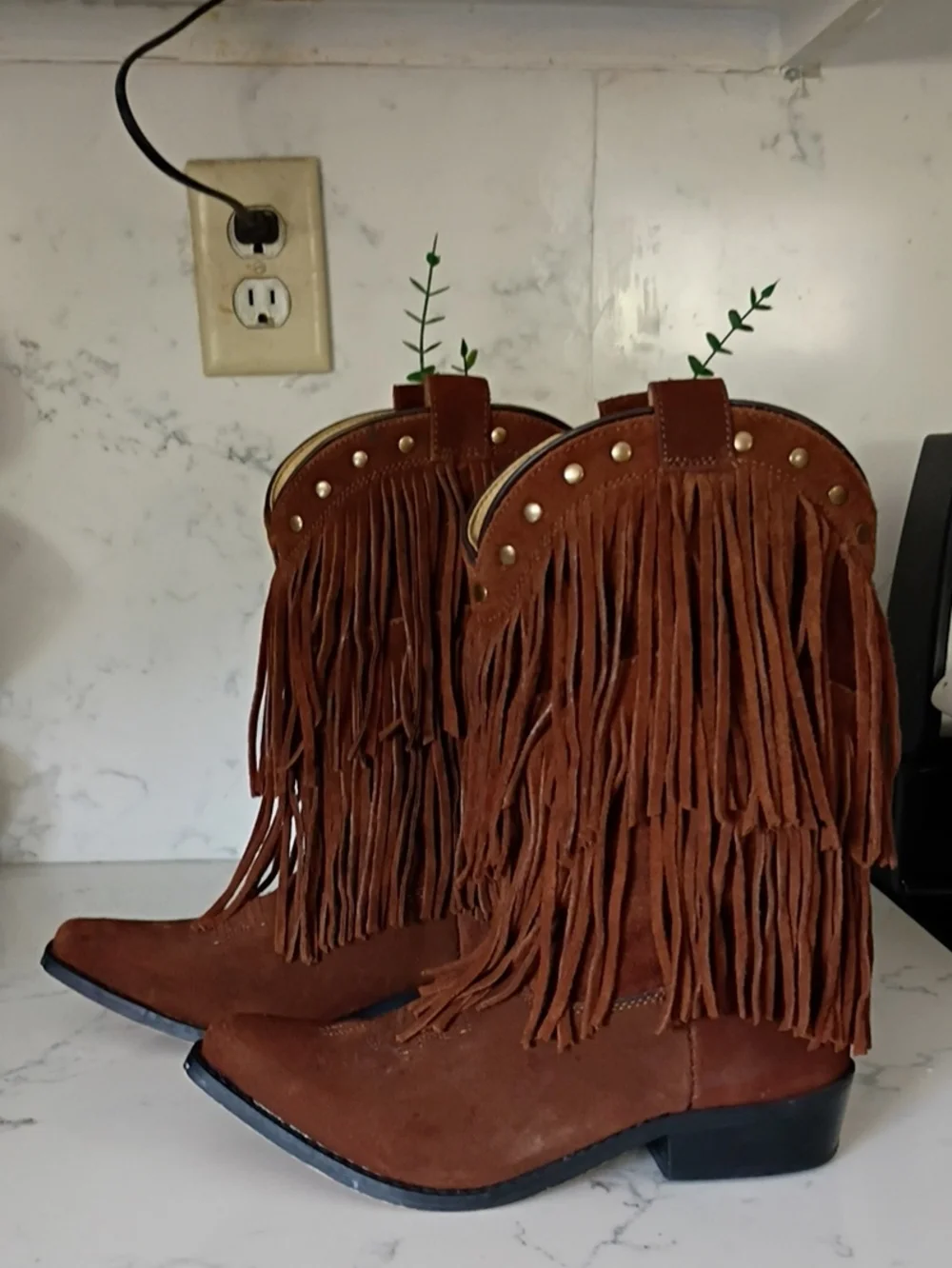 SHYANNE Leather Suede Fringe Boot  Kids